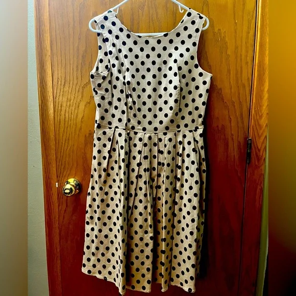 1950’s Sleeveless Polka Dot Dress size L - Picture 2 of 5